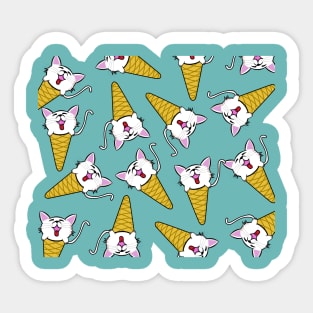 Cute Kawaii Cat in Ice Cream Cone Random Pattern Sticker